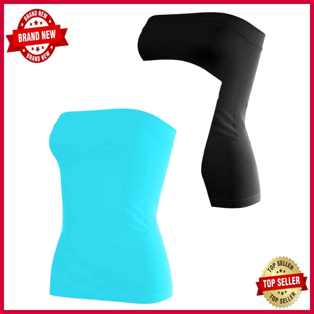 3 Pack Long Tube Tops Strapless Stretchy Cotton Slim Fit Women's